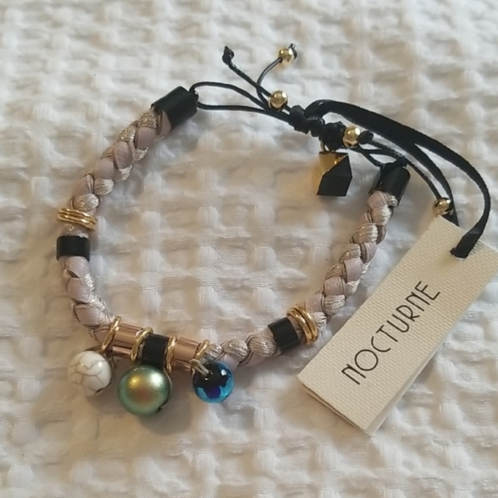 Nocturne Braided Bracelet with Gold and Multicolor Beads